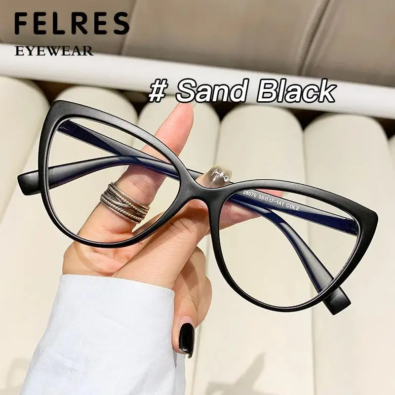 Ultralight Anti Blue Light Cat Eye Reading Glasses Women Antifatigue Presbyopia Eyeglasses Transparent Fashion Eyewear FELRES