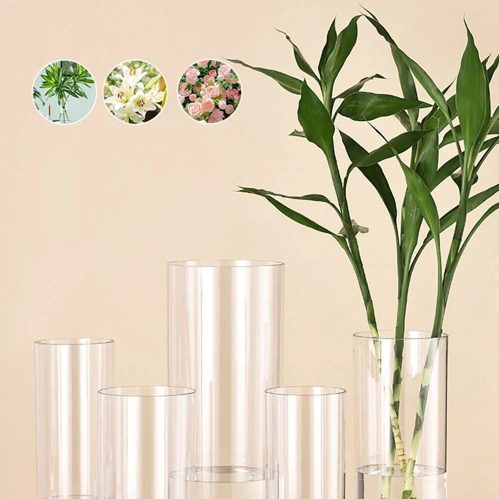 Hydroponic Plants Acrylic Cylinder Vase Fresh Flowers Shatterproof Tall Rustic Clear Vases Durable