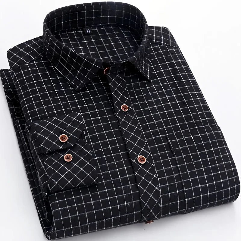 

Fashion Lapel Button All-match Lattice Business Shirts Men's Clothing 2023 Autumn New Oversized Casual Tops Loose Korean Shirt