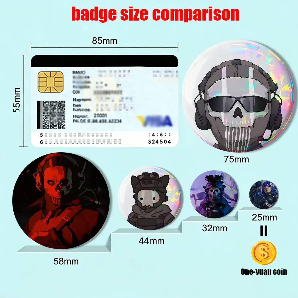 Art Modern Warfare game COD Badge on Backpack Clothes decoration Tinplate Round Brooch Funny Custom Gifts for Friend
