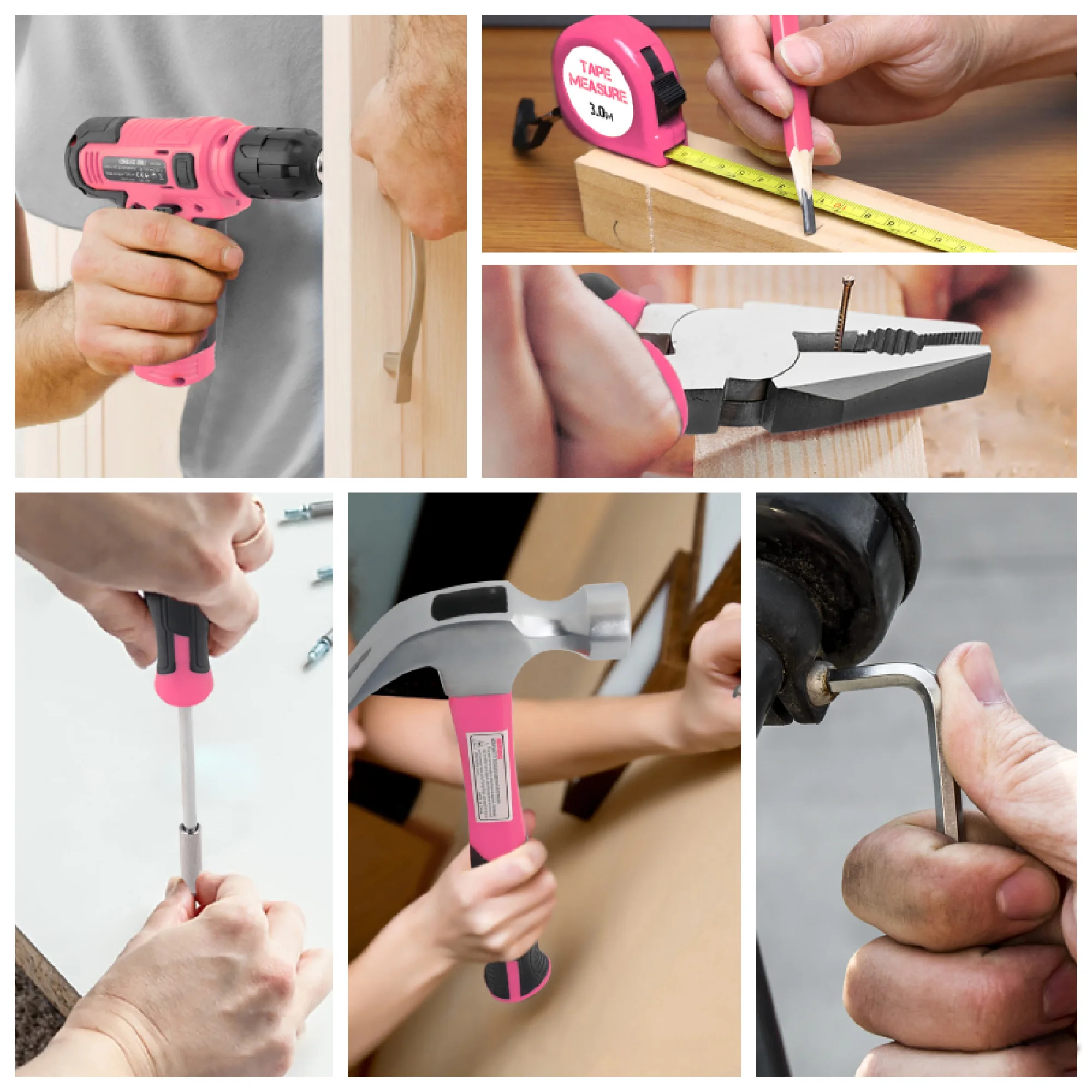 ​ مجموعات أدوات الطاقة Hi-Spec 133 قطعة مع مثقاب ليثيوم 8 فولت - مجموعة أدوات إصلاح المنزل الوردي وصندوق أدوات مغناطيسي دقيق 3 طبقات