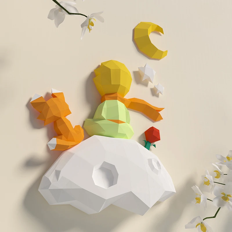 The Little Prince Paper Model Kit 3D Papercraft Wall Hanging Children's Room Cartoon Wall Decoration Home Decor Kids Toys