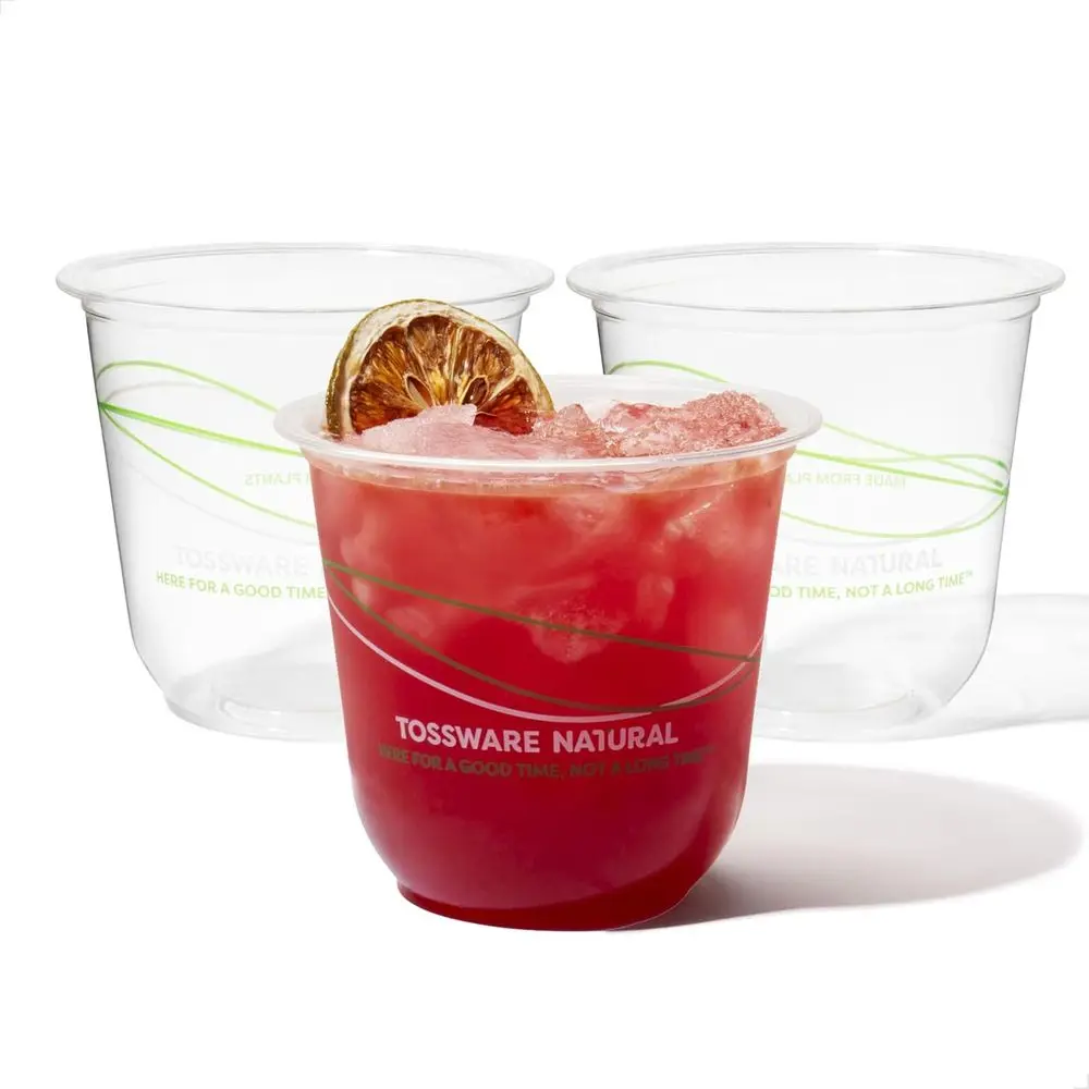 

12 oz Plant-Based Clear Cold Cups - Recyclable, 98mm Diameter, Ideal for Parties and Weddings - Set of 50