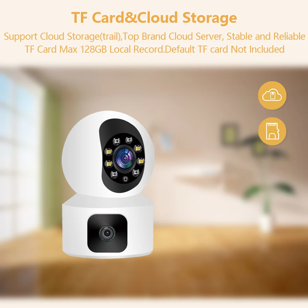 2K Wi Fi Baby Monitor Daul Screen Cam Wifi Survalance Camera Icsee Daul Lens Ptz Kamera For Smart Home Video Security Protection