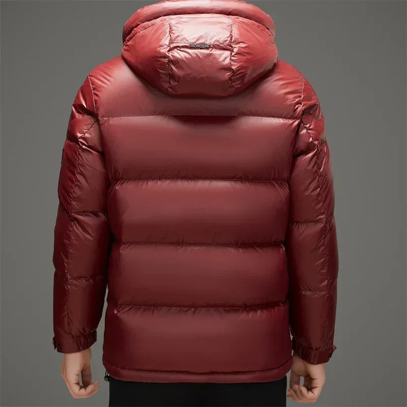 Winter Thick Warm Down Jacket Men's Shiny Wash-Free Jacket New Winter Wear Hooded Short Clothes