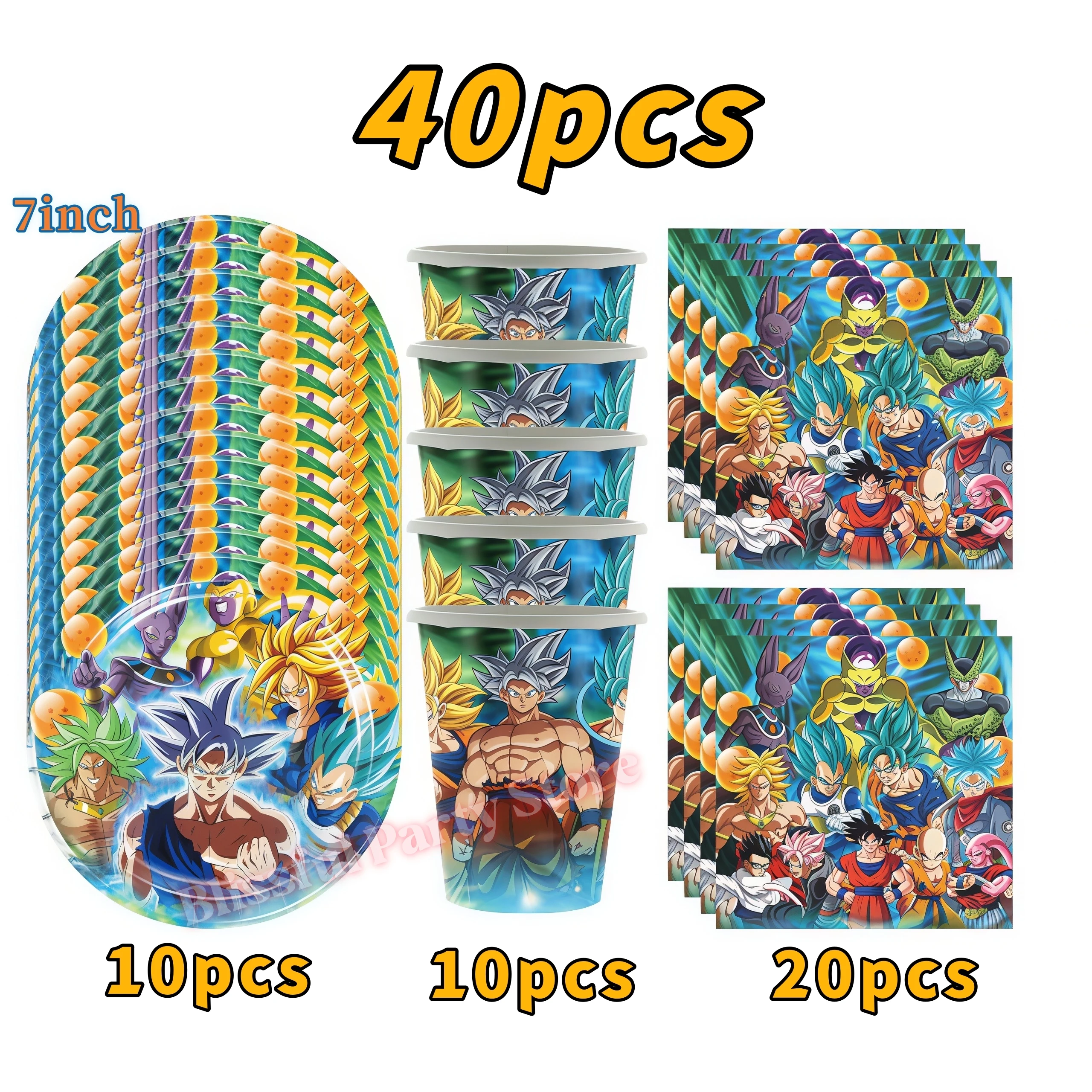 Dragon Ball Themen-Geburtstagsdekoration Partyzubehör Goku Teller Ballons für Kinderparty-Accessoires Babyparty-Gastgeschenke