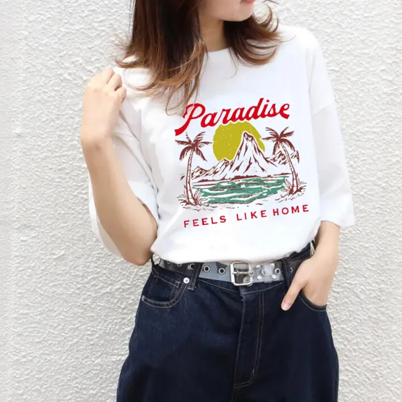 Paradise Cotton Material Retro  Cute T Shirts O-neck Casual Summer Woman Tshirts 2022 Fashion Streetwear Kawaii Clothes