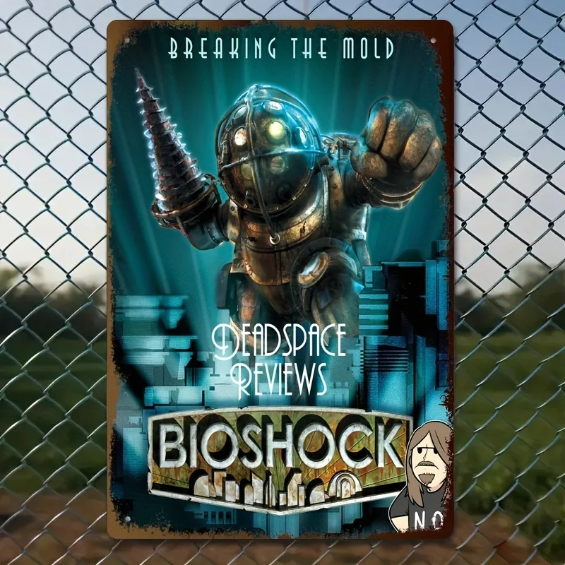 Bioshock-Themed Retro Metal Tinplate Wall Art Plaque - Vintage Gaming Decor with 