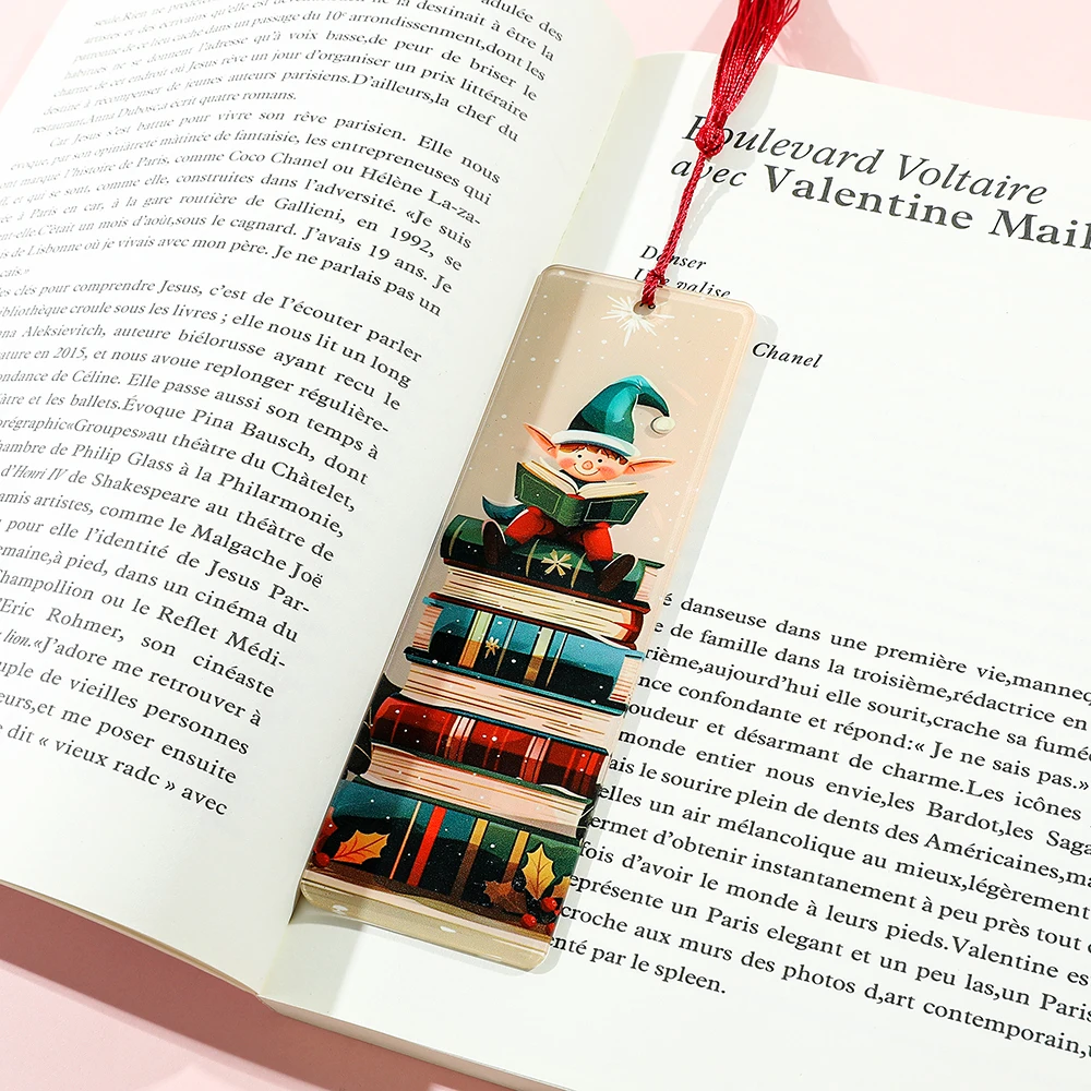 Pembatas Buku Baca Akrilik dengan Hadiah Keluar Rumbai Merah untuk Rekan Wanita, Hadiah Perpisahan untuk Guru Rekan Karyawan Perawat