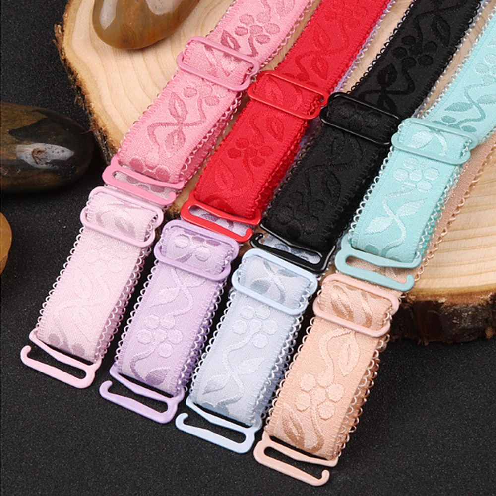 Non-slip Straps Metal Buckle Bra Straps Women\'s Colorful Silicone Bra Straps Lace Side Adjustable Baldric Intimates Accessory