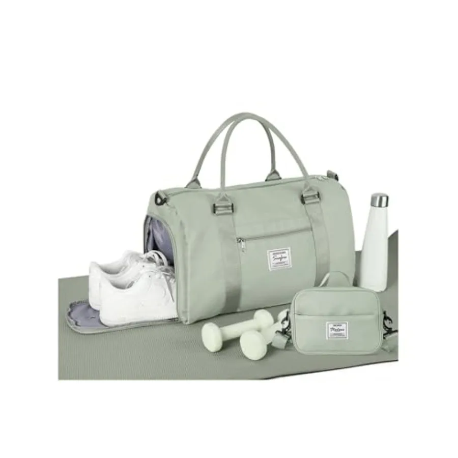 

Weekender Gym Duffel Bags for Women Light Green with Toiletry Bag
