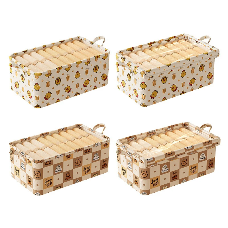 Картина 7: Новый мультяшный медведь со стальной рамой, ящик для хранения одежды, корзина для хранения в общежитии, шкаф для хранения одежды, тканевый ящик для хранения