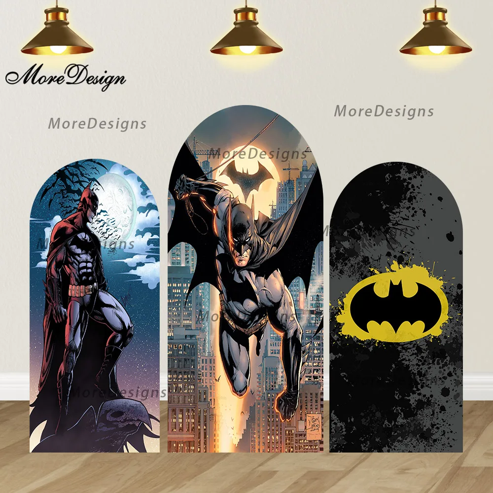 

Batman Arch Covers Superhero Photo Backdrop Kids Birthday Party Baby Shower Doubleside Photo Background Photo Booth Prop