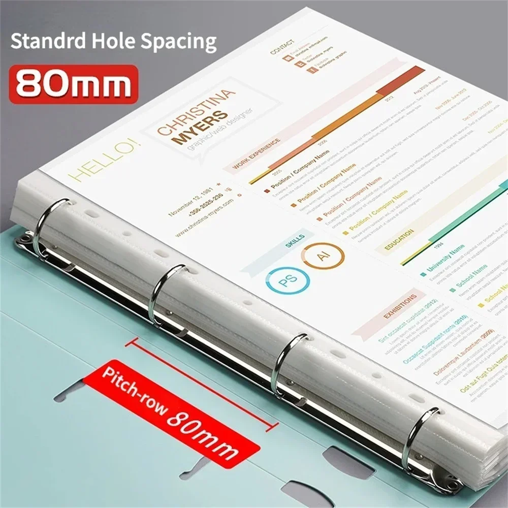 A4 File Display Book 4 Hole Binder Folders Morandi Color Waterproof Document Ring Binder Folder Office School Supplies