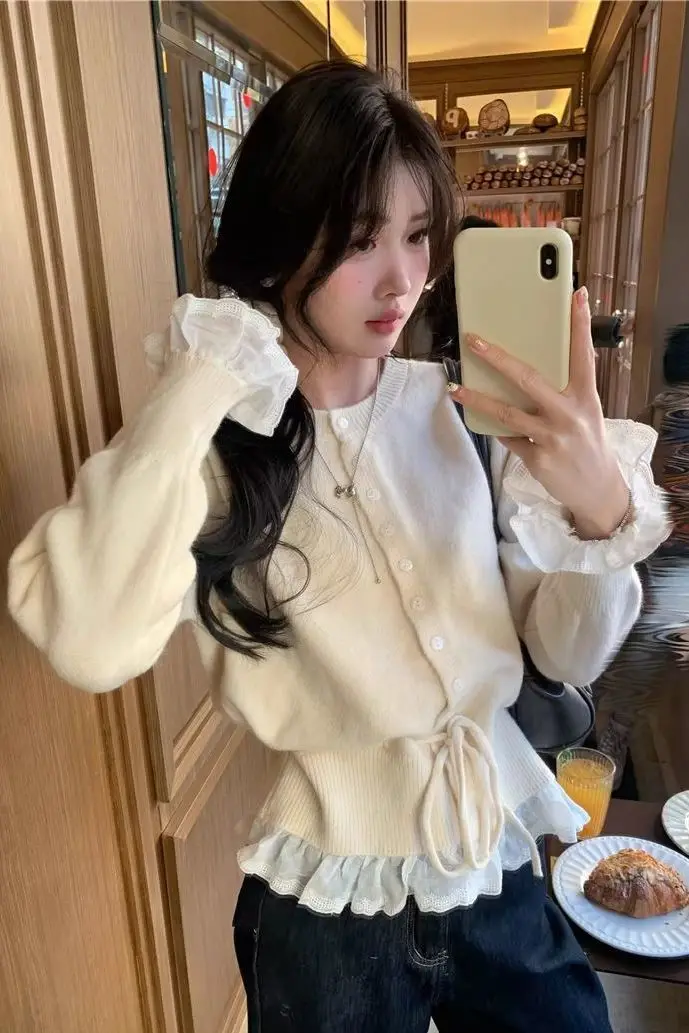 Pulls pulls Cardigans femmes Cardigan Y2k femme Modal groupe de Rock graphique ourlet asymétrique Concert Festival scène Performance