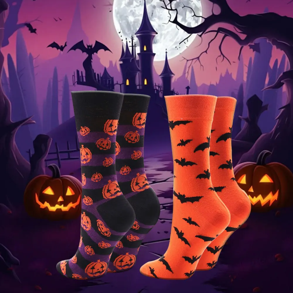 

Новый дизайн, унисекс, женские носки с героями мультфильмов на Хэллоуин, хлопковые носки на осень-зиму с черепом, чужой тыквой, забавные носки для мужчин и женщин