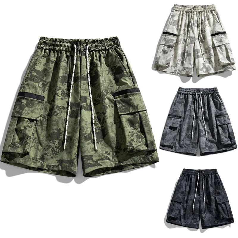 

Мужские летние шорты-карго, повседневные свободные дышащие пляжные шорты с 5 карманами, 5 дюймов, удобные для улицы, быстросохнущие, легкие, универсальные