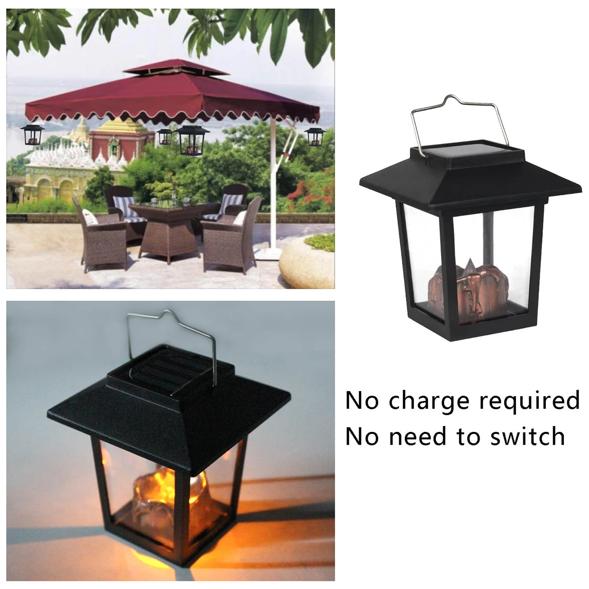 

3PCS Solar Lanterns Outdoor LED Waterproof Bulb Wall Lamp Corridor Light Energy Saving Vintage Bright Yard Garden Patio Umbrella