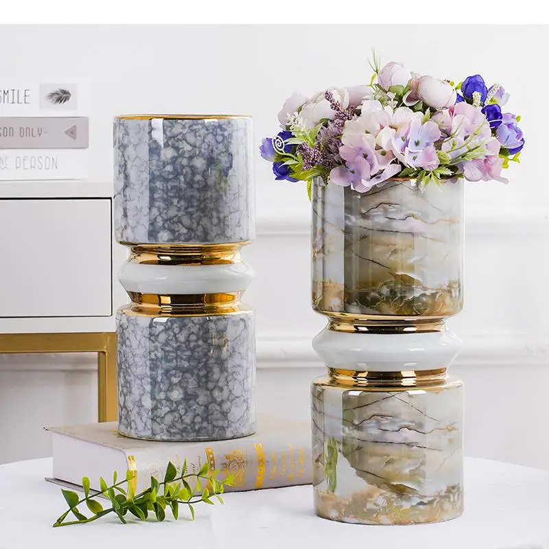 

Ceramics Marbling Vase Ornaments Home Accessories Flower Arrangement Container Living Room Desktop Hydroponic Decorations