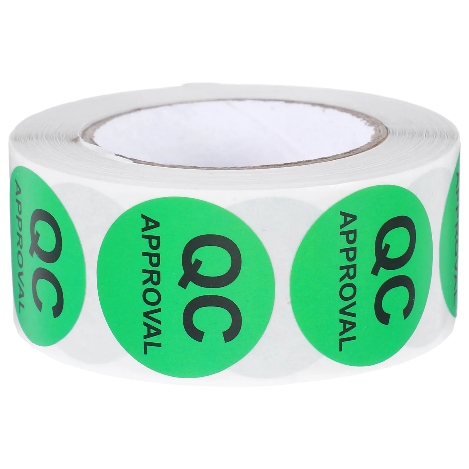

1 Roll Round Qc Stickers Adhesive Labels for Quality Inspection Testing Labeling Clear Black Text Longlasting Coated Paper