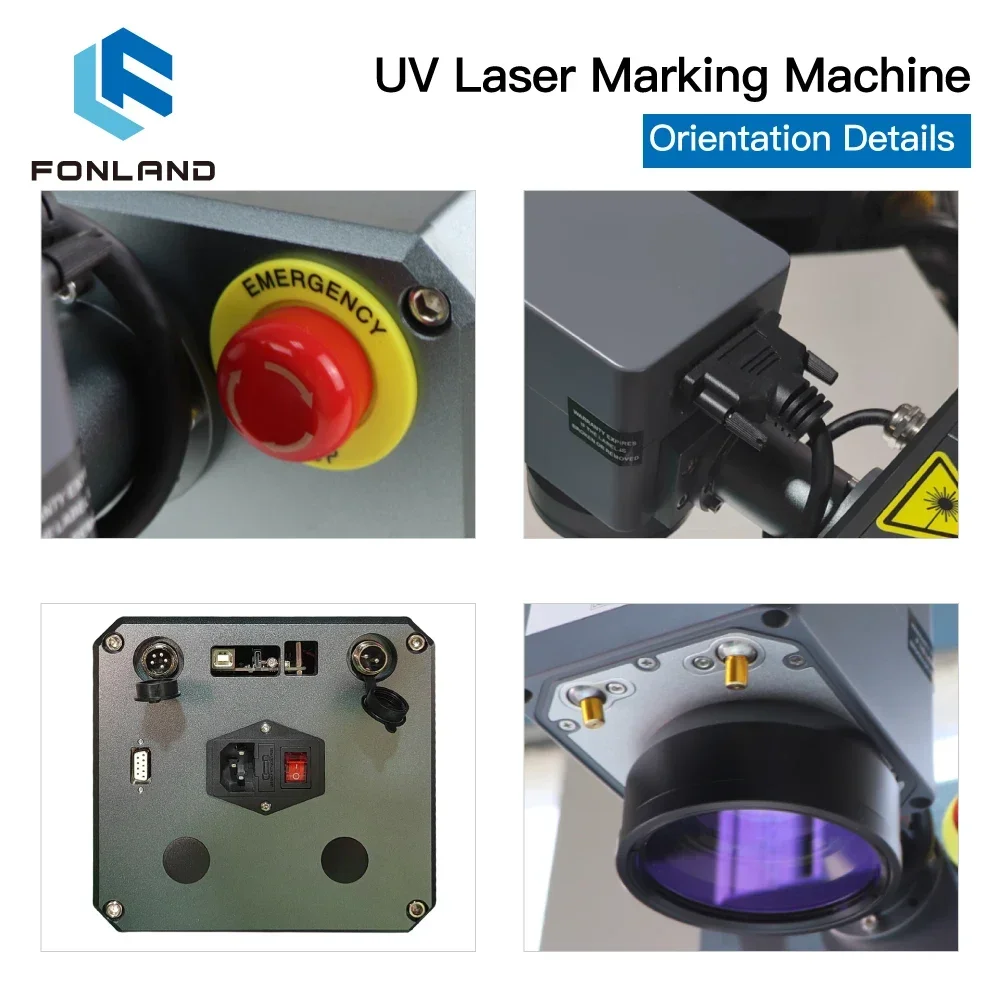 Mesin penanda pengukir Laser UV Fonland, mesin penanda desain bodi struktur terintegrasi 3W 5W 355nm, logam kaca desain CNC