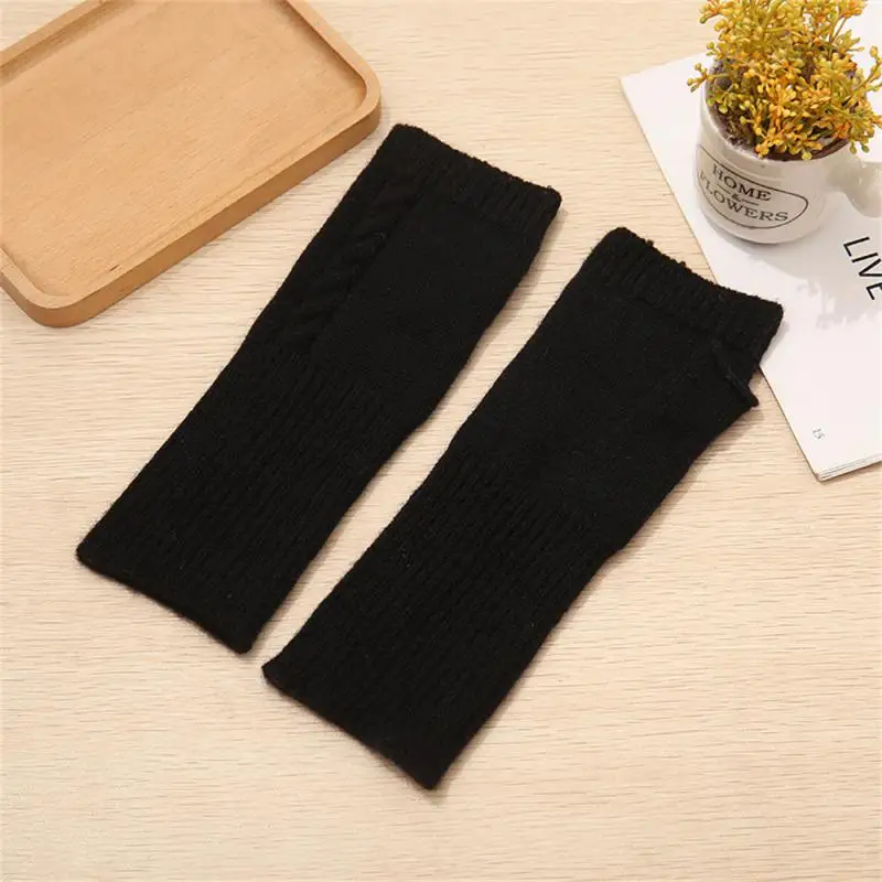 1Pair Short Fingerless Gloves Autumn Winter Women‘s Knitted Mitten Warmer Arm Sleeve Casual Soft Girl’s Goth Clothes Punk Gloves