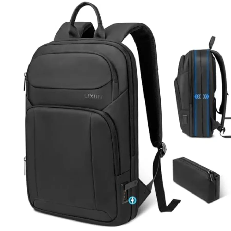 

Backpack for Men Slim and Expandable Travel Laptop Backpack with USB Charging Port Water Resistant Anti-Theft Backpack Fits 17.