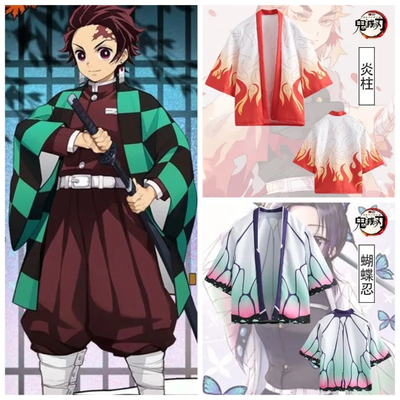 Demon Slayer Kimetsu no Yaiba кимоно с 3D принтом Haori Yukata Anime Zenitsu Tanjir косплей повседневная охлаждающая уличная одежда плащ подарок