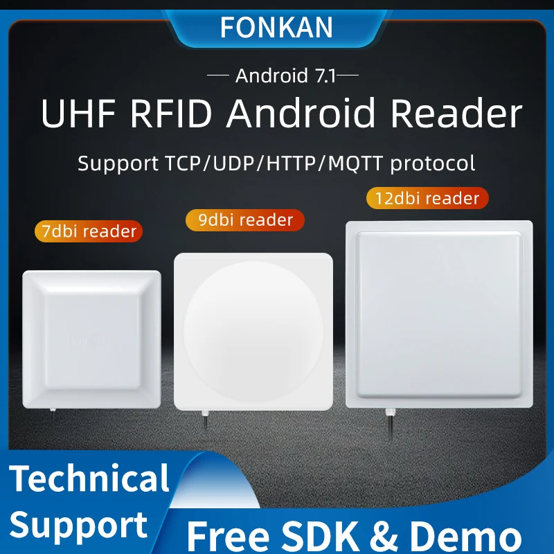 18M Long Range Reader UHF RFID 12dbi Integrated Reader Android System Access Control Reader for Warehouse Management RFID UHF