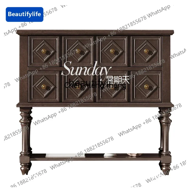 

183Retro Chinese-style entrance cabinet, living room entrance locker, antique foyer cabinet size can be customized6005