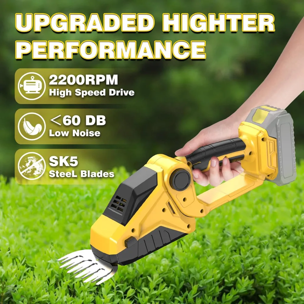 

Cordless Hedge Trimmer for Dewalt 20V Battery(No Battery),2200RPM Cordless Mini Grass Shears,2 in 1 Handheld Electric Hedge