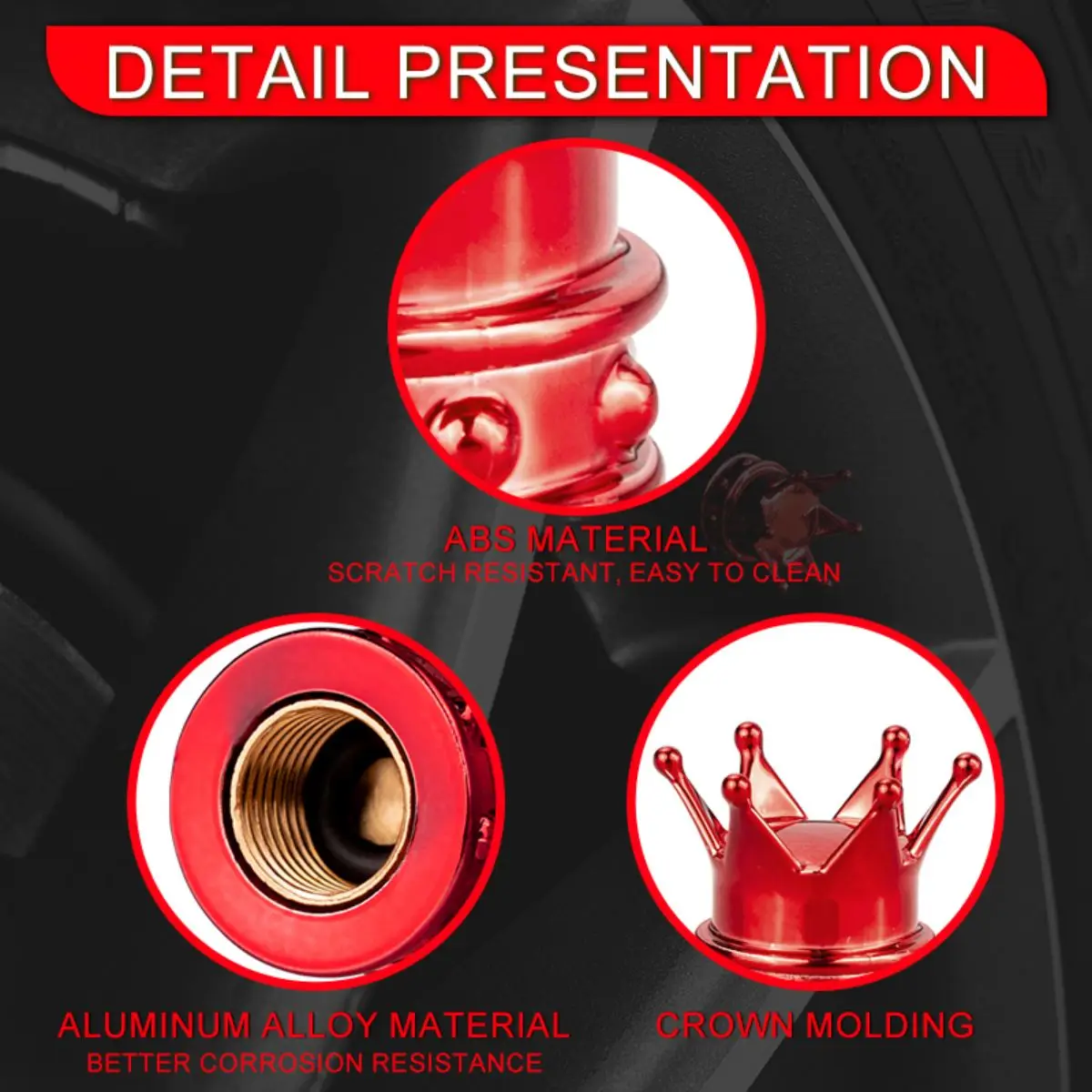 Universal Crown 4 PCS Car Wheel Tire Valve Caps Tyre Rim Stem Covers Airdust For Car Accessories Motorcycle Decoration 2024
