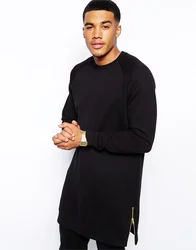 Mens Black Long Sleeve Men Sweatshirts  t shirts Hip hop Street Wear Fashion Sde Zipper Sweatshirt shirts