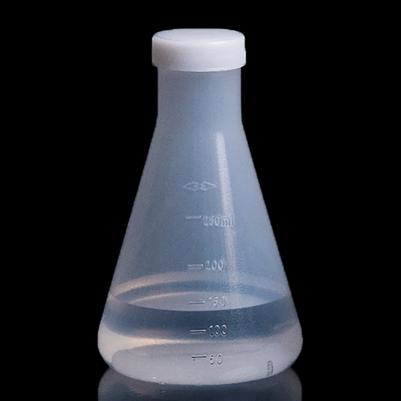 Frasco Erlenmeyer de plástico de laboratorio de 50ml a 1000ml, botella contenedora cónica con tapón de rosca para experimentos de laboratorio
