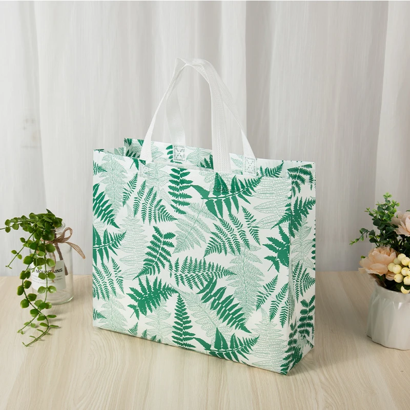 

Leaves Folding Takeaway Bag Non-woven Fabric Film Coated Reusable Shopping Bag Travel Grocery Folding Bags