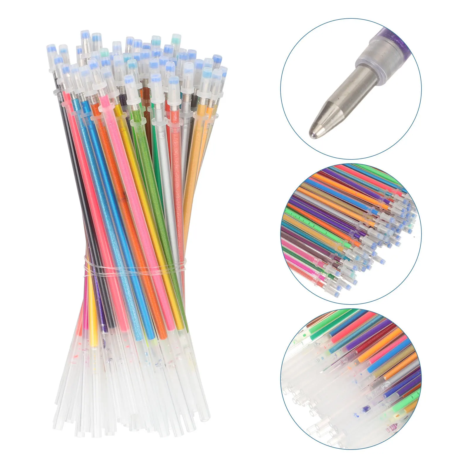 

72Pcs Creative Colored Gel Pen Refills Leak-Proof Plastic Refill Replacements for Students Portable Writing Drawing Office