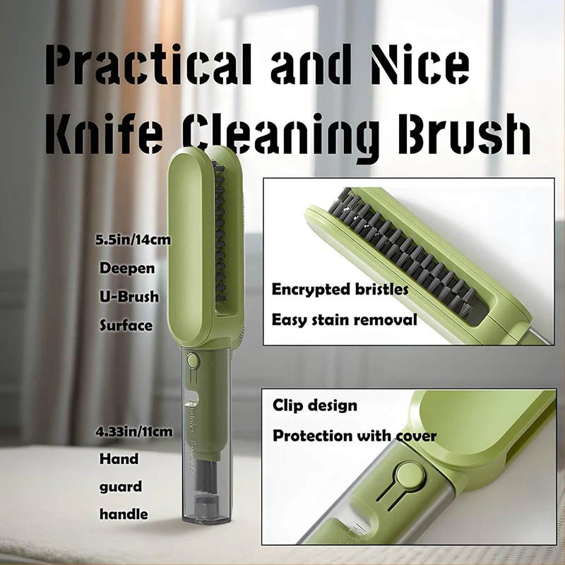 1PC 4 In 1 Knife Washing Brush 2 Colors Double-Sided Brush Kitchen Utensils Chopsticks Forks Cleaning Brush Knife Grinding Tools