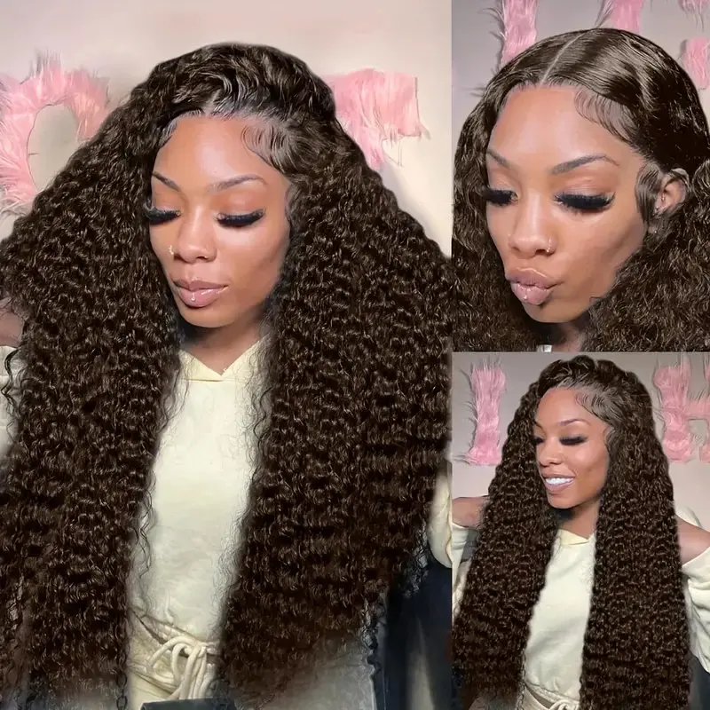 Rosabeauty Nature Color Deep Wave 13x4 HD Lace Front Human Hair Wigs 5X5 Preplucked Glueless Ready To Go Curly Wig 250 Density