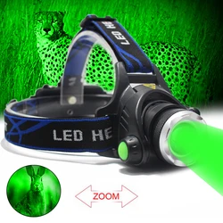 Outdoor Tactical LED Headlamp 3-Mode Zoomable Headlight 18650 Battery Head Torch Fishing Light Camping Green Hunting Flashlight