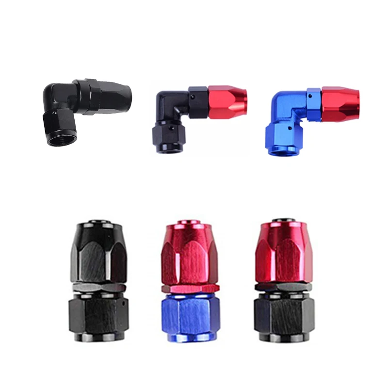 AN10 10AN Universal Aluminum AN Fittings Oil Fuel Swivel Hose End Fitting 0°/90°Degree Black Red Black Cooler Hose Fittings 1PCS