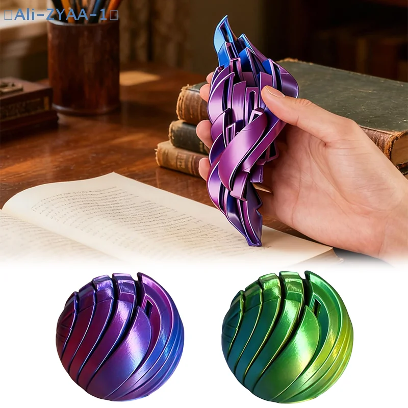 【ZYAA-1】Ball Fidget Toy 3D-gedruckter Twistsphere Fidget Toy Gear Liquid Flow Ball mit rotierendem Angstlinderungsspielzeug für das Büro