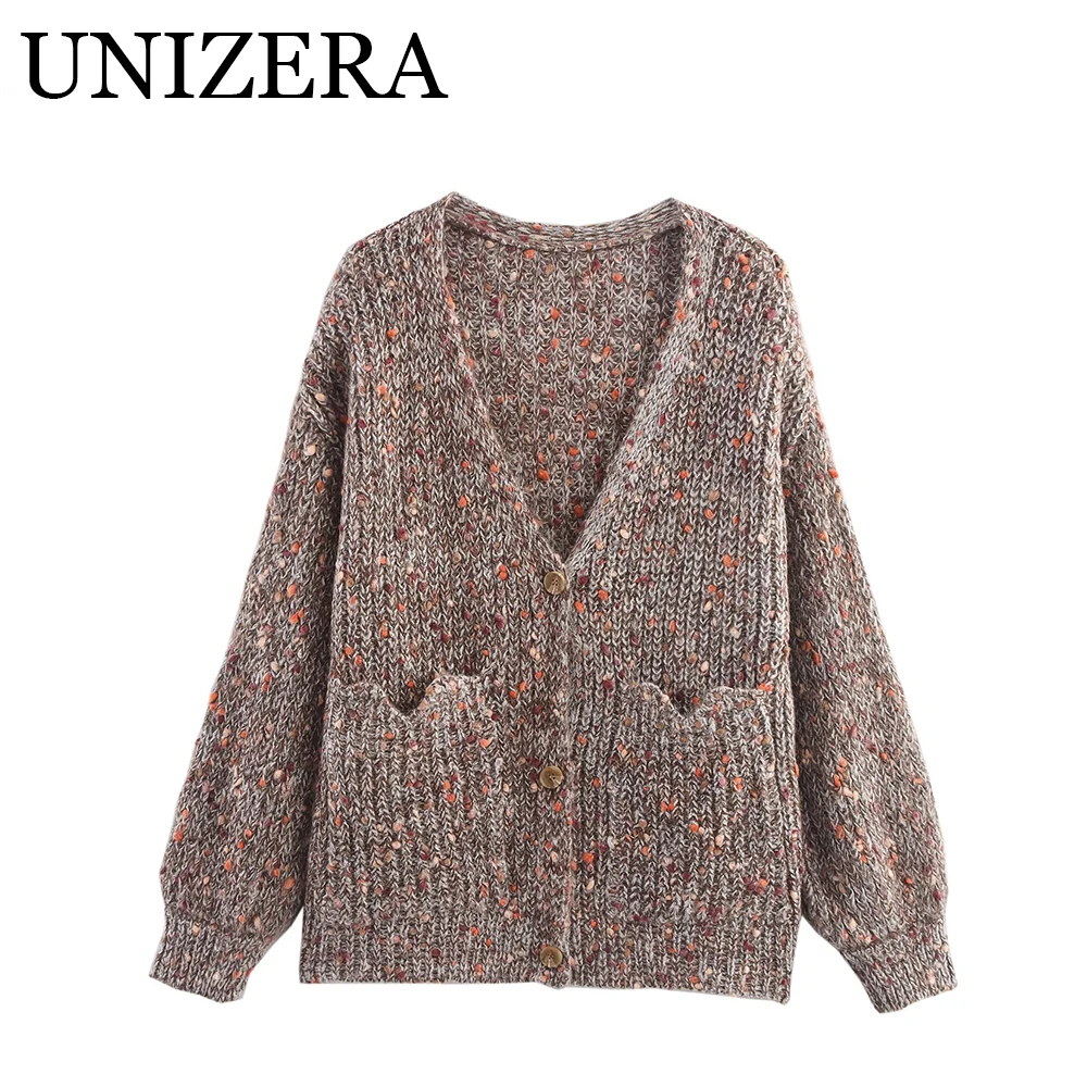 

New Women's Fashion Style Colorful Dot Flower Yarn Knitted Sweater cardigan Coat