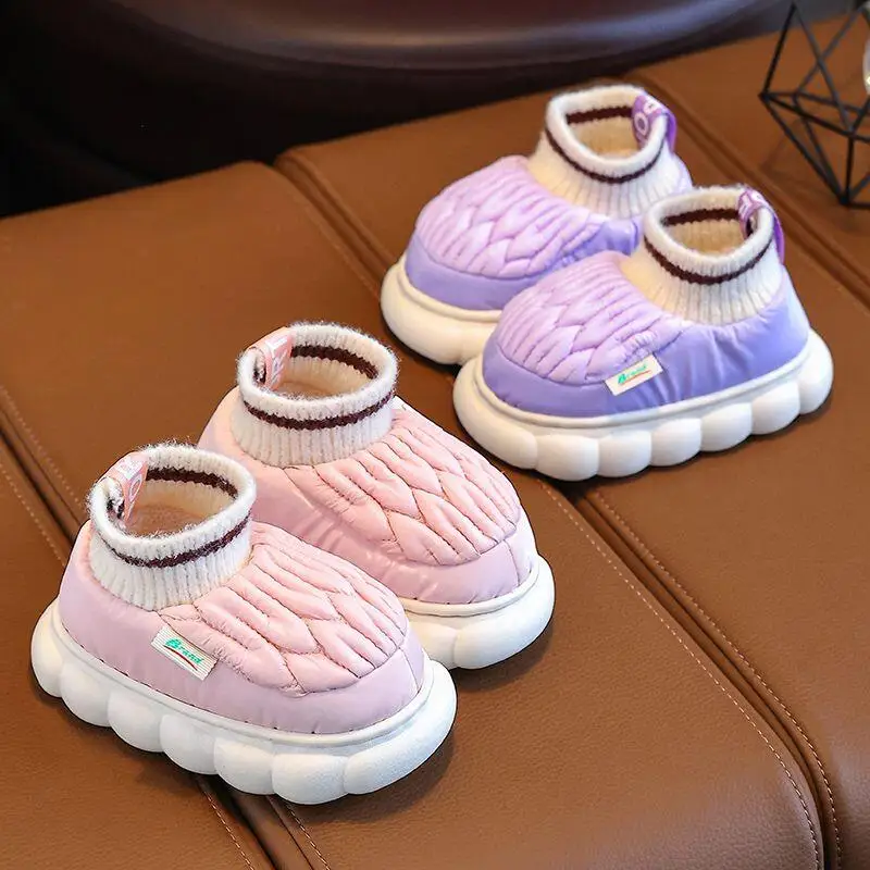 

Зимняя обувь для девочек, хлопковые ботинки, детская теплая обувь на флисовой подкладке, нескользящая детская модная новая повседневная обувь Kawaii на толстой мягкой подошве