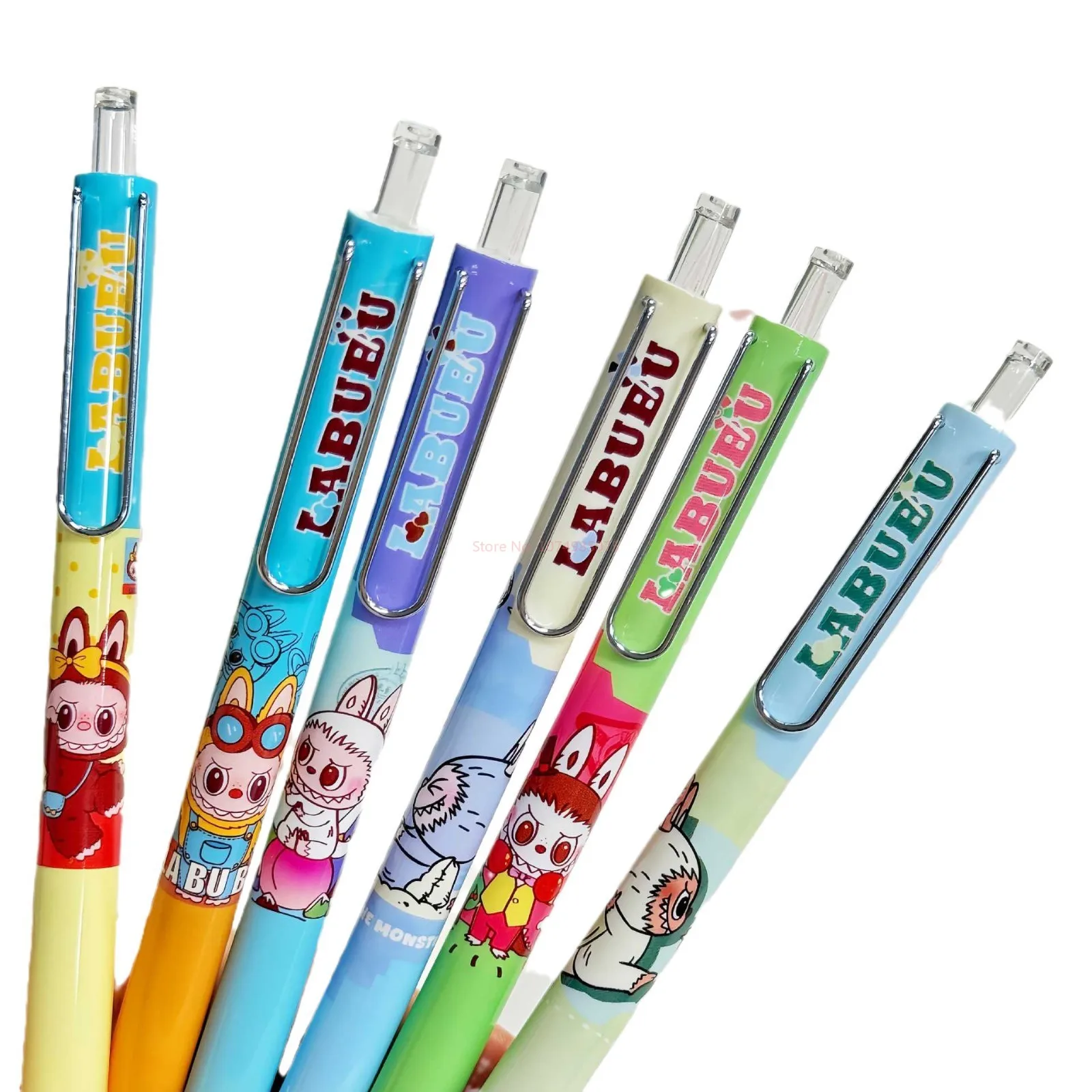 Imagem -05 - Labubu Cartoon Gel Pen Black Press Sign Pen Embalagem Independente Papelaria Estudante Presentes Kids Bonito 0.5 mm Atacado 24 Pcs