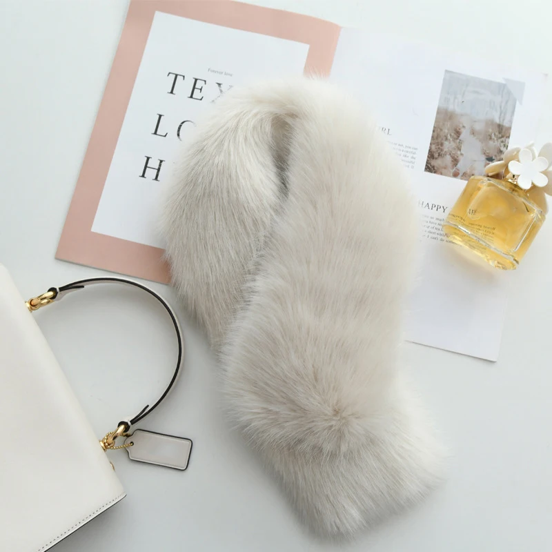 

Fluffy Fur Scarf Woman Winter Warm Furry Collar Thick Solid Color Imitation Fur Scarves Neckerchief For Women Casual Neckwarmers