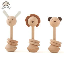 Giocattoli Montessori in legno per bambini sonaglio Mobile giocattolo Comfort sonaglio giocattolo in legno di faggio animale bambino Comfort giocattolo decorazione della scuola materna