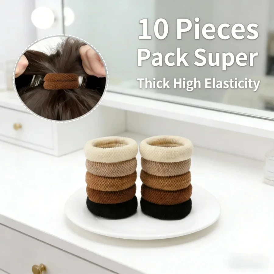 10PCS Super Thick Hair Ties, High Elasticity Hair Scrunchies for Ponytail & Hairstyling