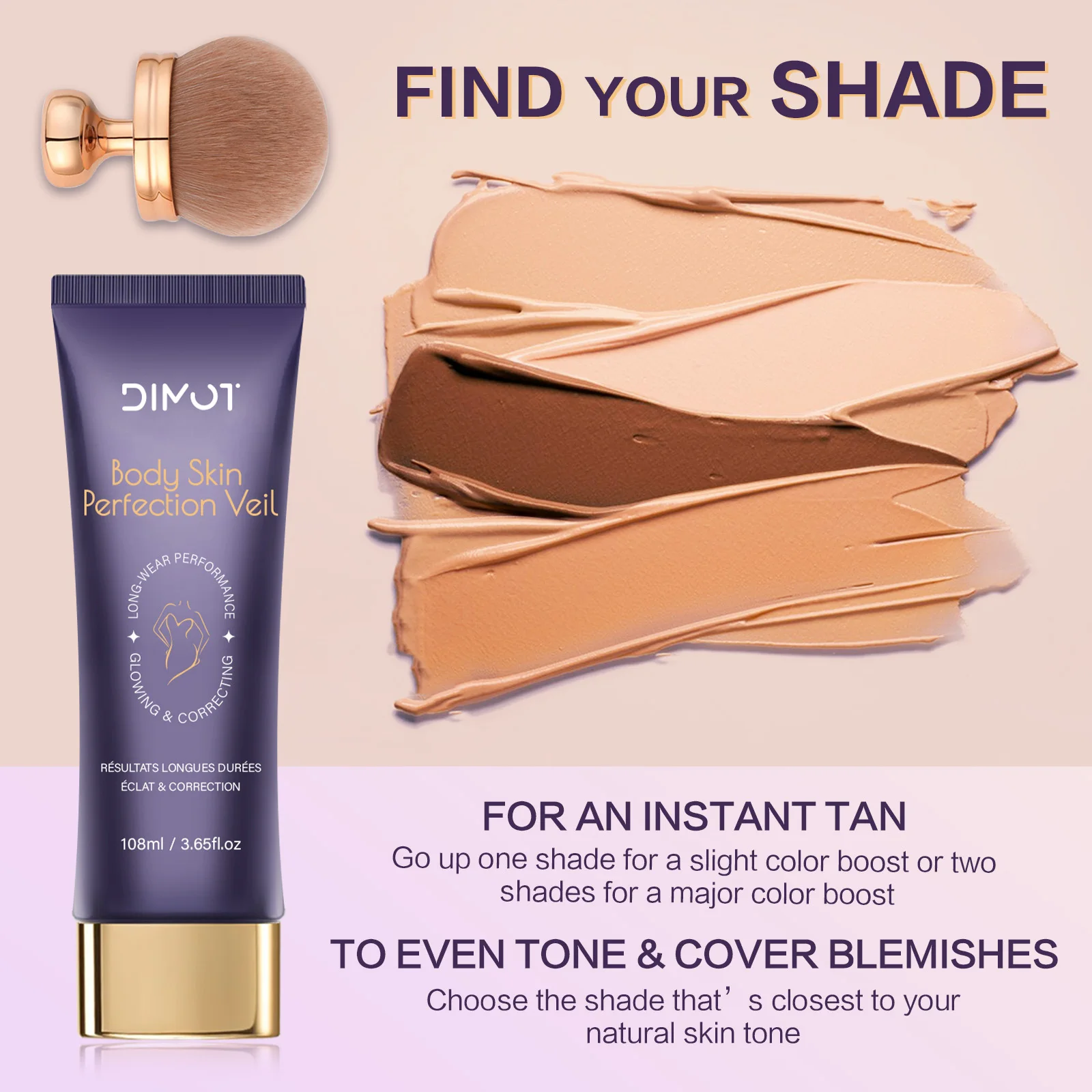 Dimot corretivo corpo tatuagem profunda mancha escura alta cobertura à prova dsweatágua à prova de suor natural traceless cobertura conjunto maquiagem 108ml