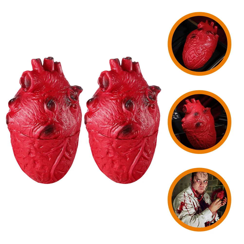 2 Pcs Halloween Haunted House Atmosphere Decoration Props Ornament Fake Hearts Simulated Realistic Baby Decorative