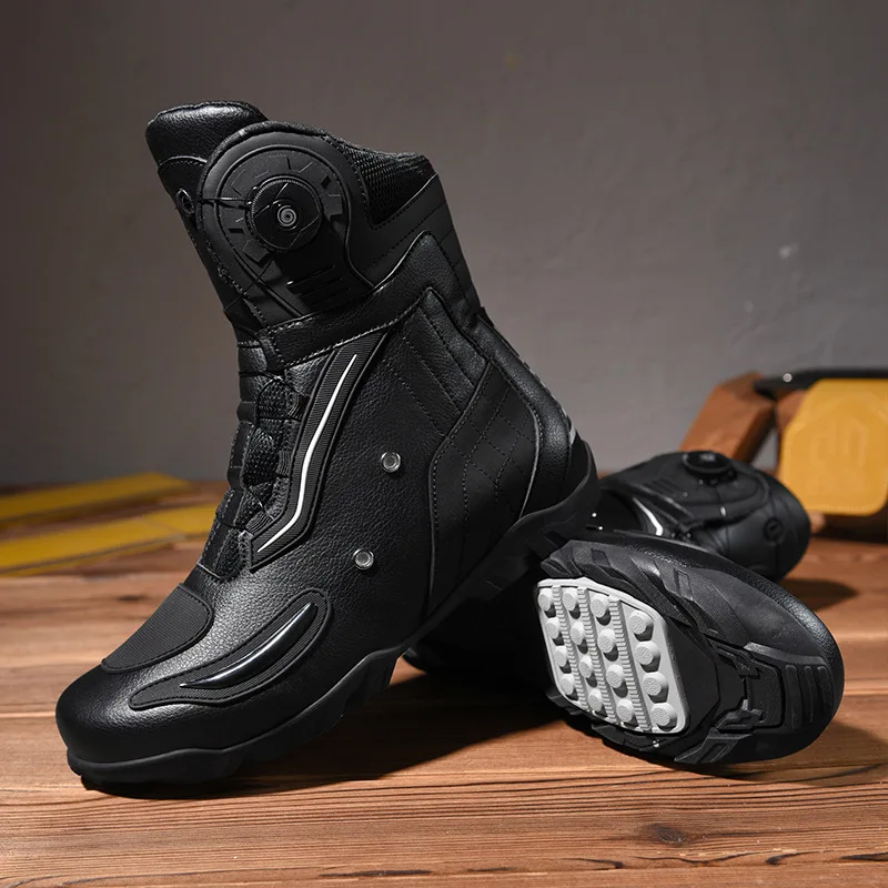 Men Motorcycle Boots 2024 New Leather Men's Retro Motos Non-slip Shoes Motocross Riding Protective Boots Motorcyclist Supplies